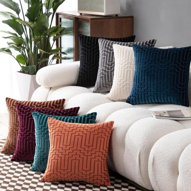 The Art Deco Flock Velvet Pillow Cover