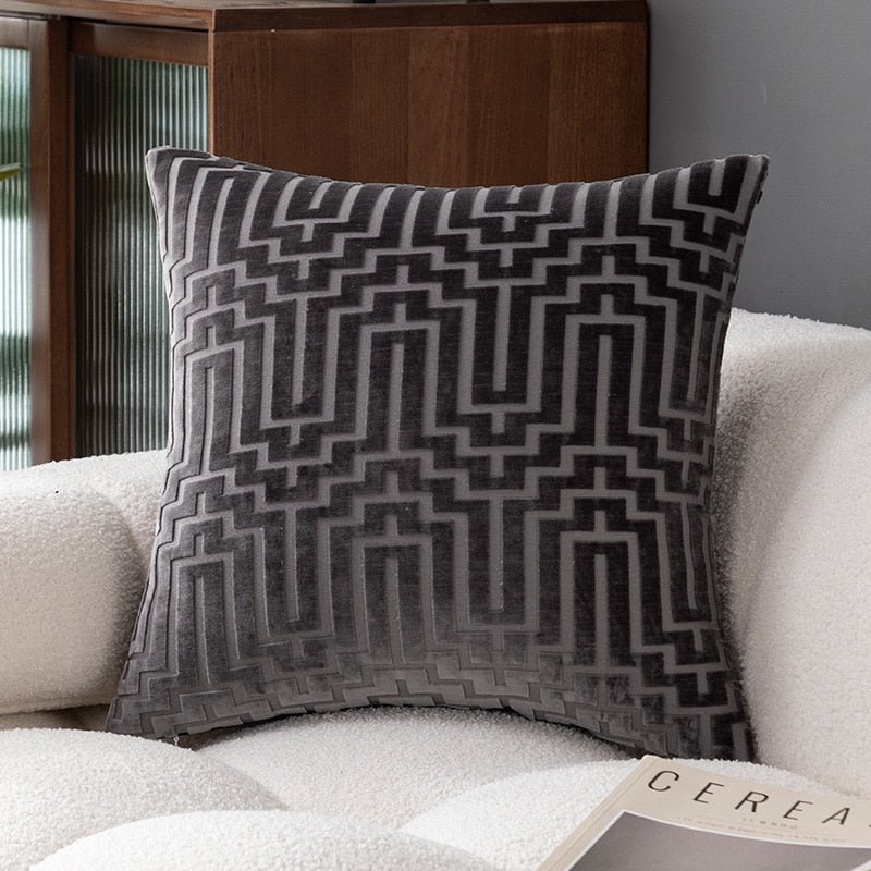 The Art Deco Flock Velvet Pillow Cover