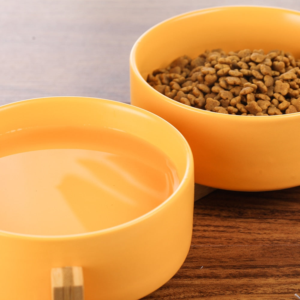 The Matte Midcentury Pet Food Bowl Set with Stand