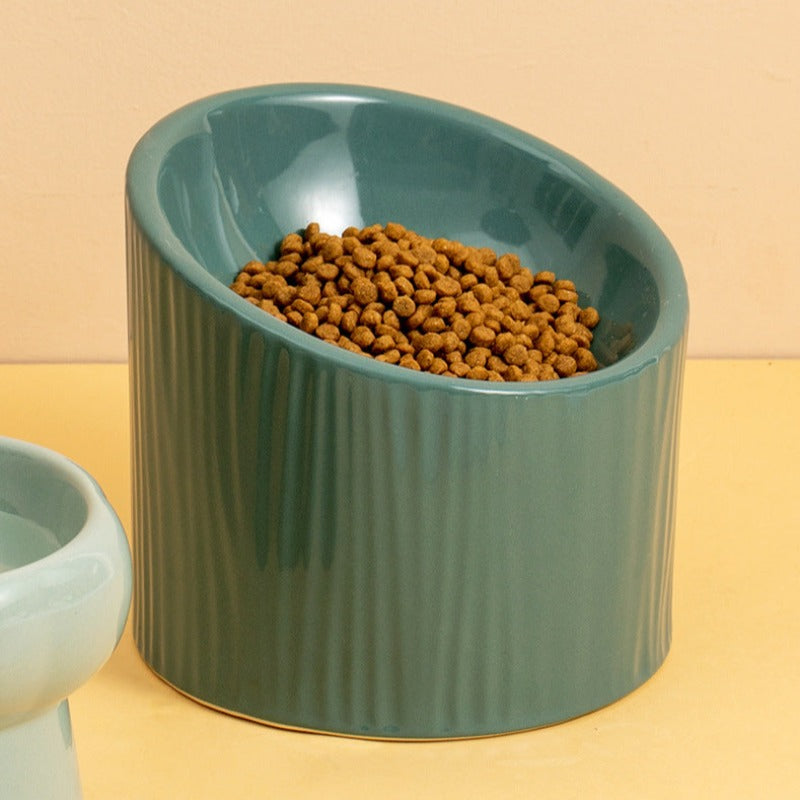 The Woodland Texture Angled Cat Food Bowl