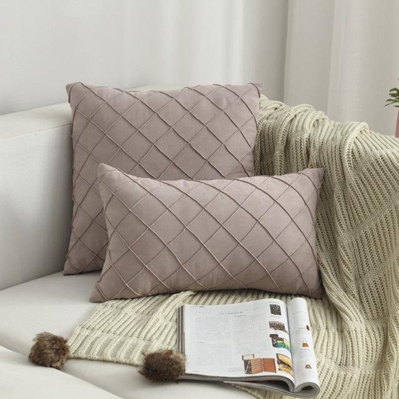 The Pin-Tucked Trellis Pillow Cover