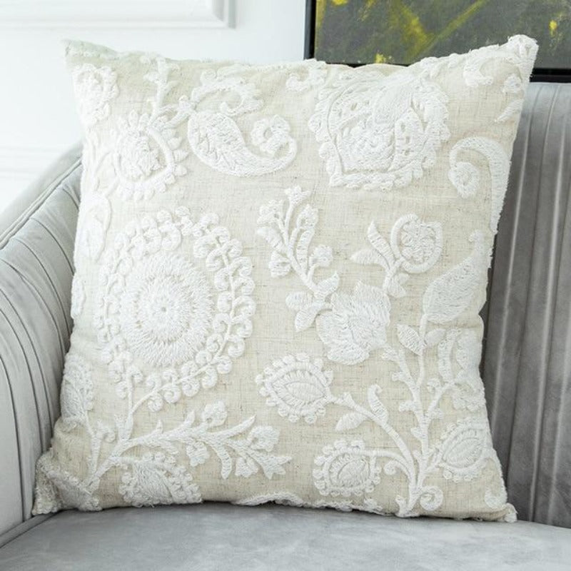 The Jacobean Floral Embroidered Pillow Cover