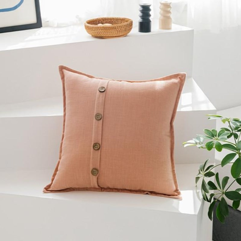 The Buttoned-Up Linen Pillow Cover