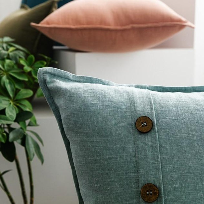 The Buttoned-Up Linen Pillow Cover
