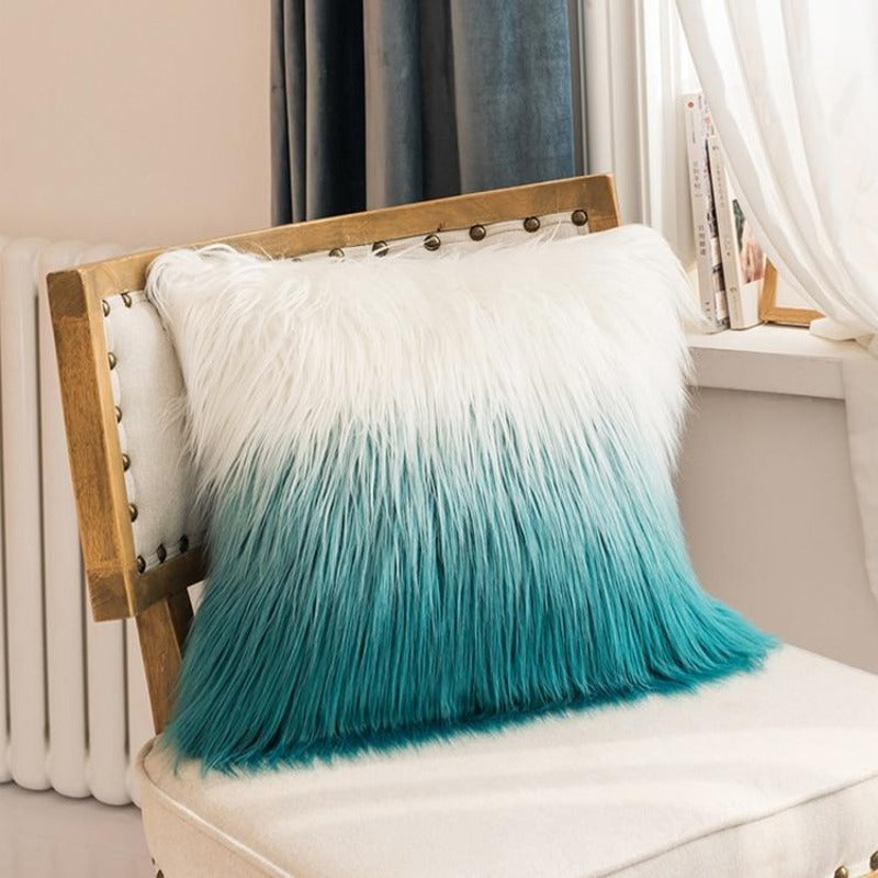 The Colorful Faux Angora Pillow Cover