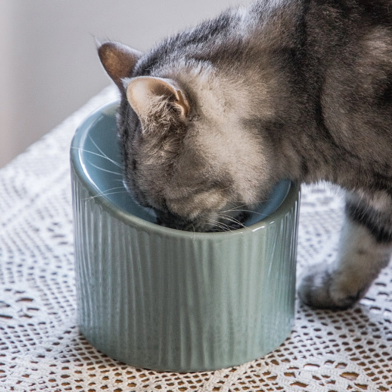 The Woodland Texture Angled Cat Food Bowl